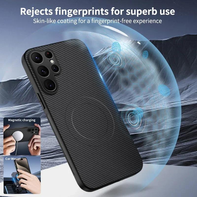 Magnetic Silicone Case For Samsung Galaxy S23 FE S25 Edge S22 S20 Plus S21 S24 Ultra Wireless Charging Soft Cover Phone Cases