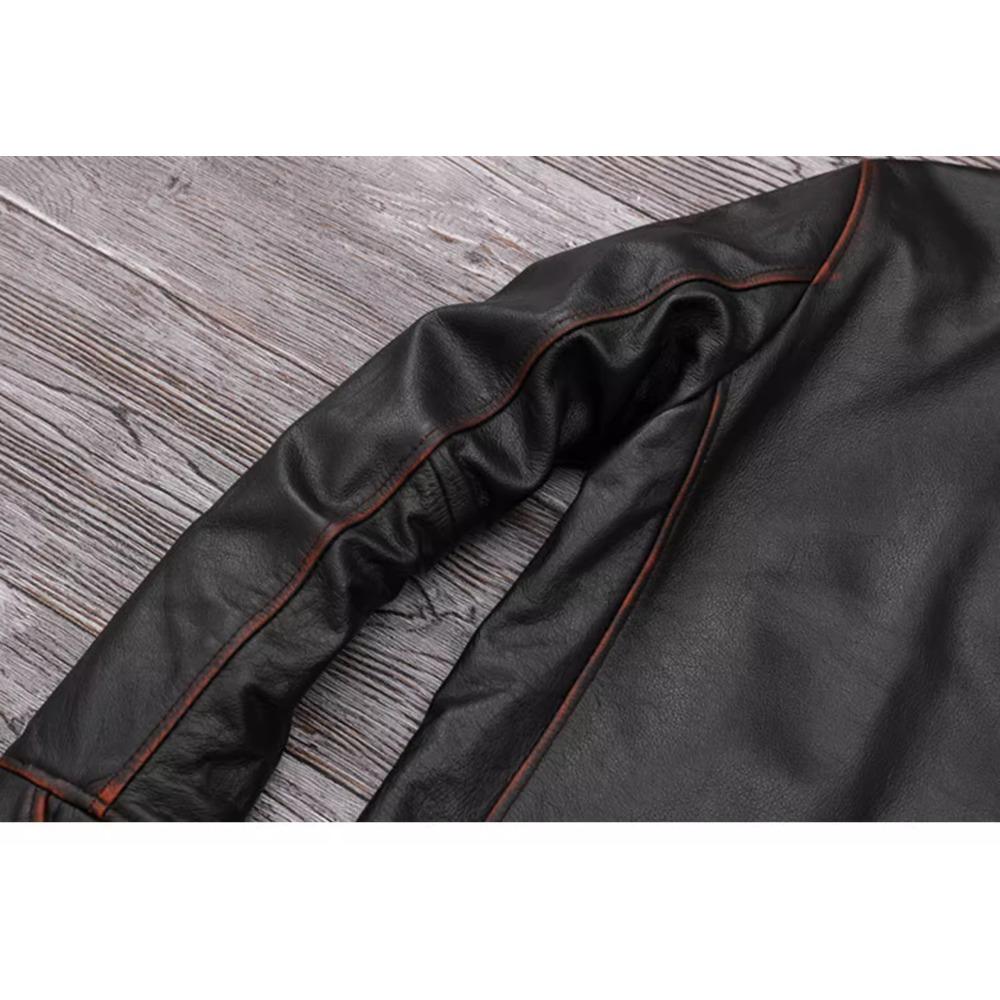 Chinese Size Genuine Cowhide Leather Men Leather Jacket Jackets Hand Edged Coat Men Leather Jacket Autumn