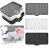 2PCS Silicone Sink Tray for Kitchen Organization - Non-Food Contact Soap Dish Holder with Drain Lip - Countertop Scrubber Drainer for Brushes