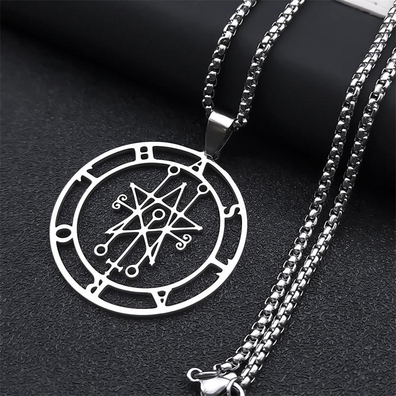 Astaroth Sigil Goetia Stainless Steel Necklace Solomon Demon Seal Satan Sigil satanique patch PIN Jewelry collier femme N7156S03