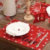 4Pcs 30x45cm Red Love Hearts Table Mats Linen Dining Table Mat Farmhouse Burlap Placemat  Kitchen