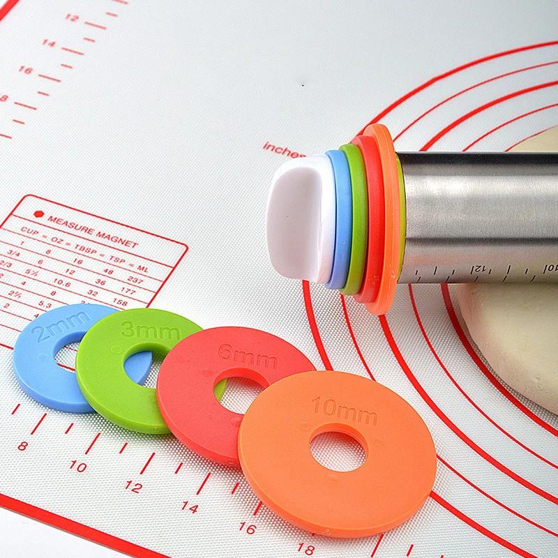 43cm Stainless Steel Adjustable Rolling Pin Cake Roller Rolling and Kneading Dough Silicone Kneading Mat Bakeware Kitchen Tools