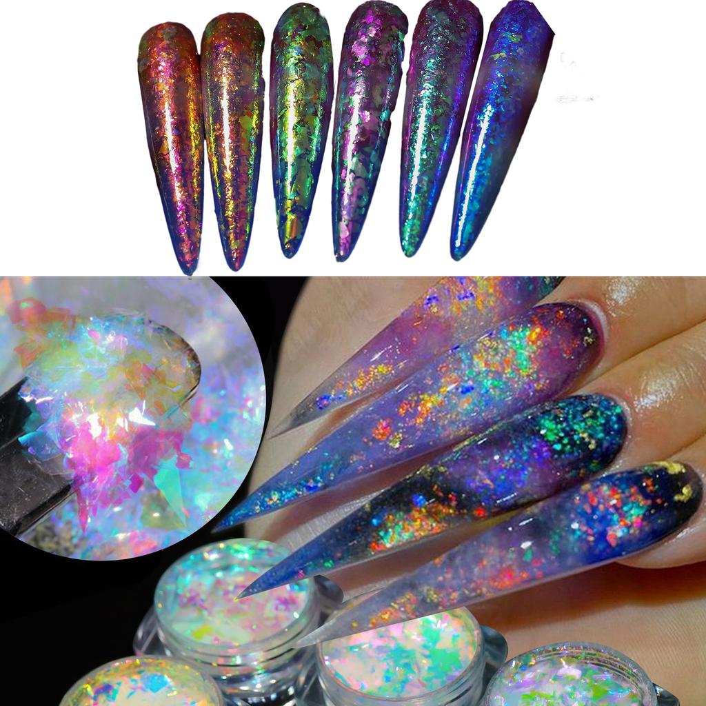 Reflective Glitter Nail Powder Sequins Crystal Pigment Dip Chrome Powder Nail DIY Dust Nail Supplies Decoration