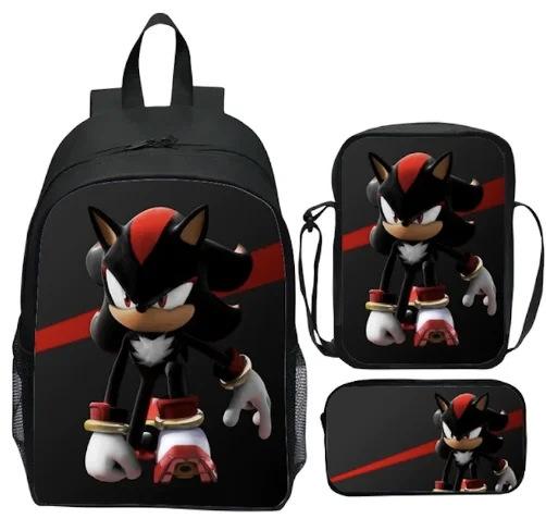 Sonic Backpack, Primary And Secondary School Students Schoolbag, Messenger Bag, Pencil Bag Three-Piece Set
