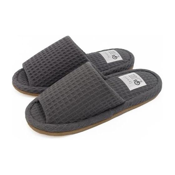 Okumura slippers, washable yori cotton waffles, 100% cotton, fluffy, soft to the touch, easy to wear