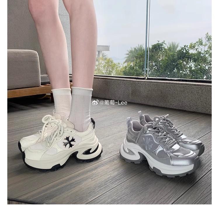 Grape mother Studiolee spring new fashionable cross flower heightening platform lace-up versatile sports dad shoes