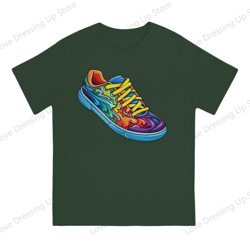100pure Cotton Casual Unisex Tshirt Colorful Sneakers Graffiti Short Sleeve Tshirts Harajuku Tee Funny Tops