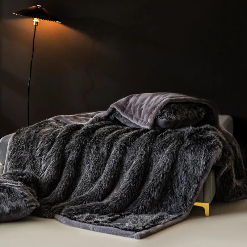 

WTEMPO Solid Color High-end Fur Fur Blankets Winter Thickened Warm Sofa Cover Blankets Home Dormitory Bed Sofa Blankets 1pc*150cm*200cm
