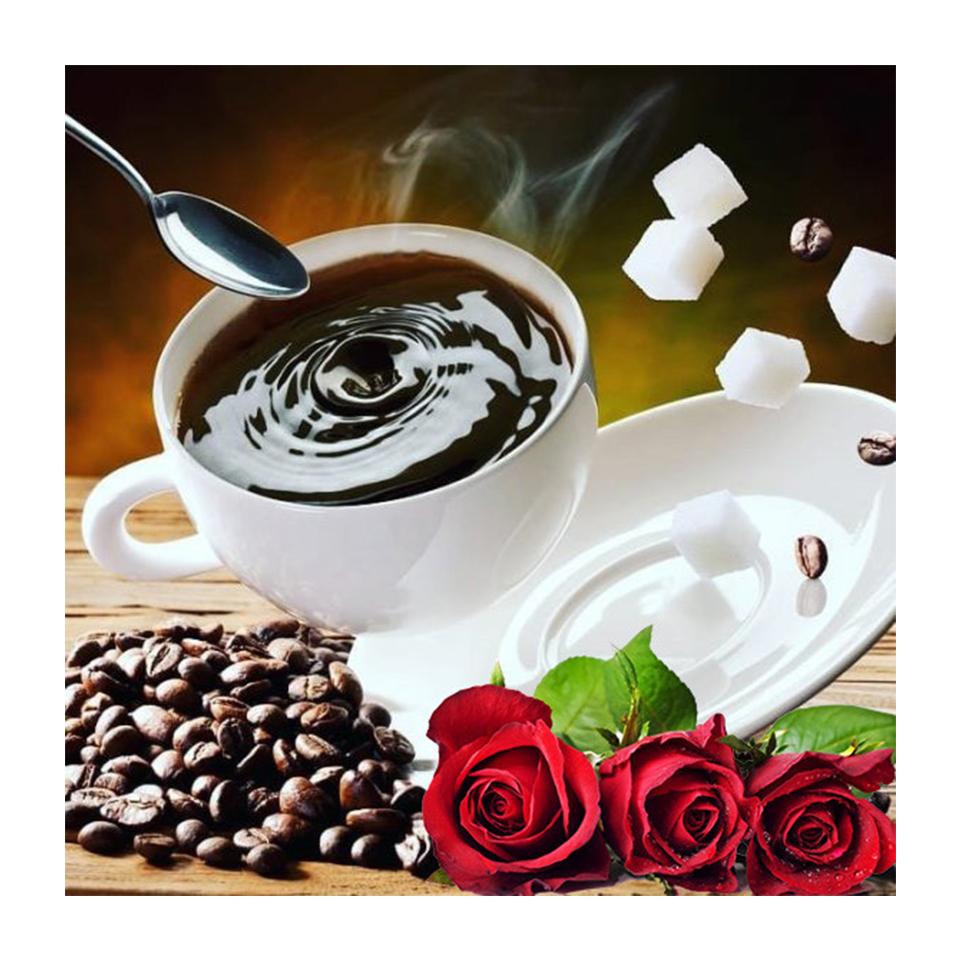 5D DIY Full Round Diamond Painting Coffee Diamond Embroidery Rhinestone Picture Cross Stitch Mosaic Home Decoration Gift