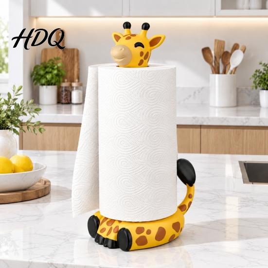 Non Slip Paper Roll Stand Cute Giraffe Towel Holder Sturdy PLA 3D Printed Standing Novelty Home Decor Gift Dispenser Decorative Animal Napkin