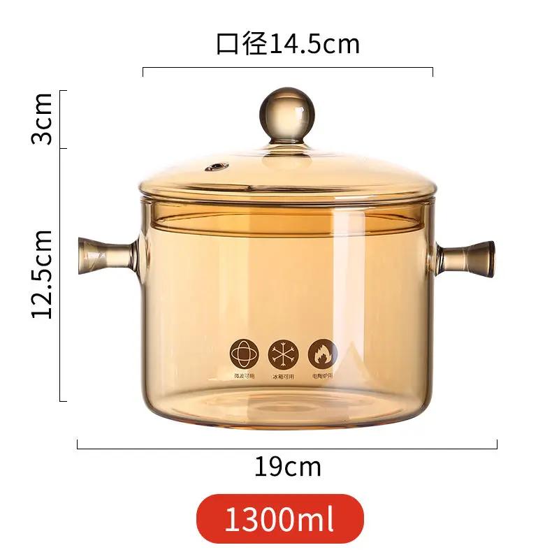 High Borosilicate Glass Saucepan for Cooking, Clear Cooking Pot, Gas Open Fire, High Temperature Resistant, Cookware, New, House