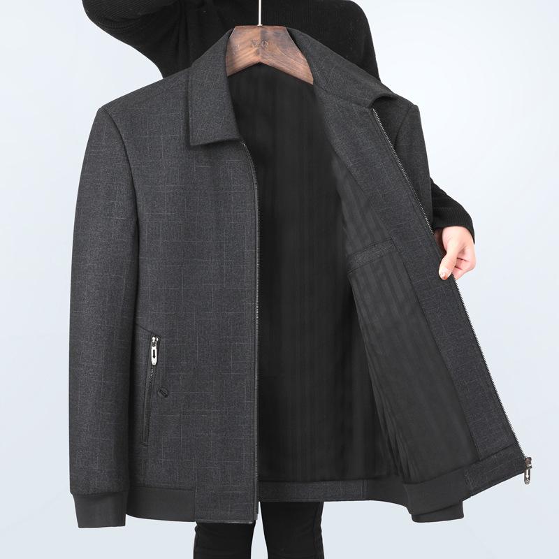 

2025 Men s Lapel Jacket: Autumn Business Casual for Dad & Grandpa Size 195 (170-190 jin) серый