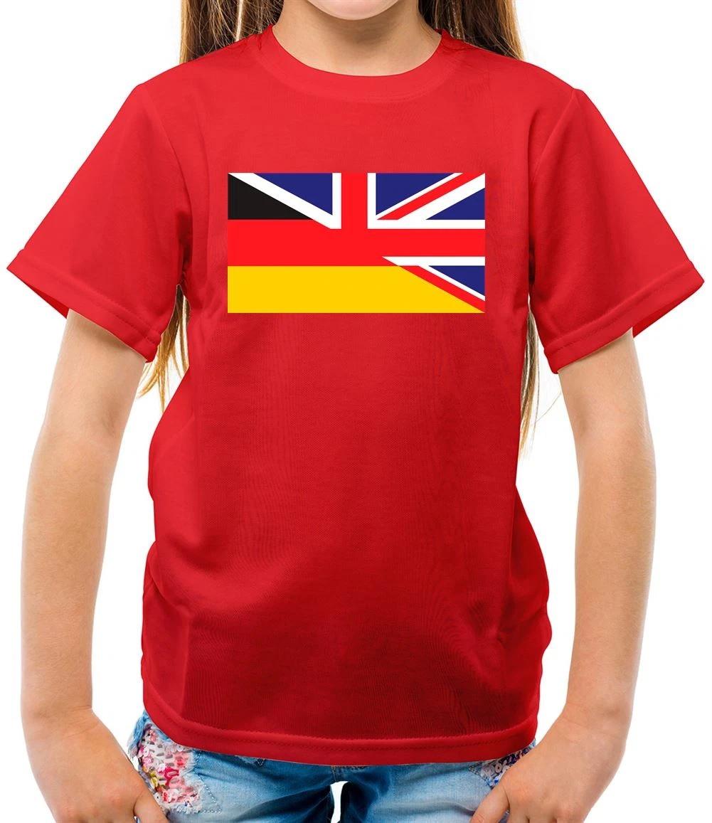 Half German Half Britain Flag - Kids T-Shirt - Britain Germany UK England 120