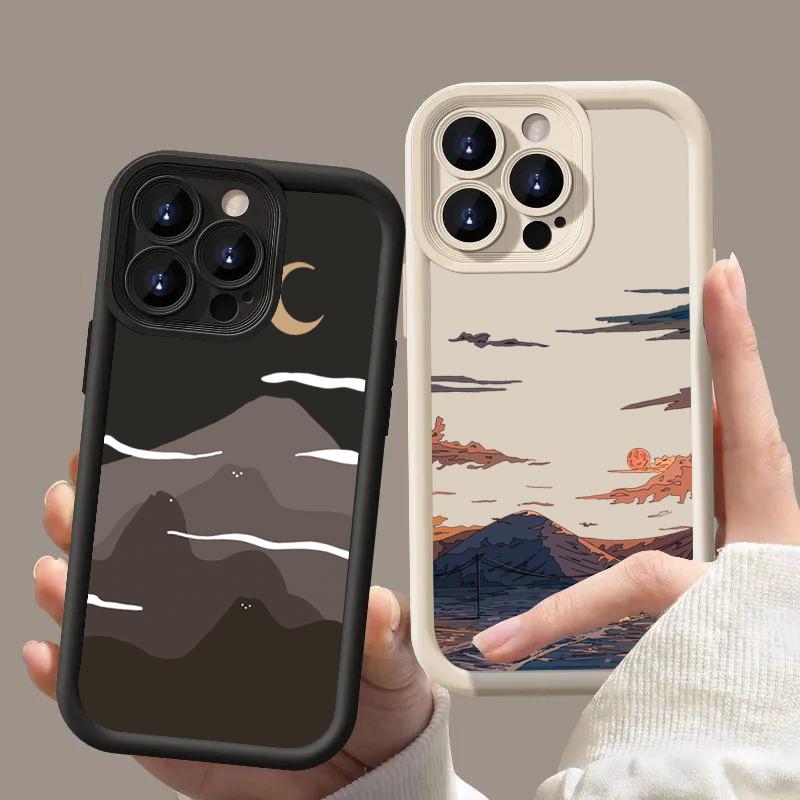 Sunset Peak Personalized phone case iphone16pro For iPhone 16 15 Pro Max 16E 14 13 12 11 16Plus Silicone Soft Shell