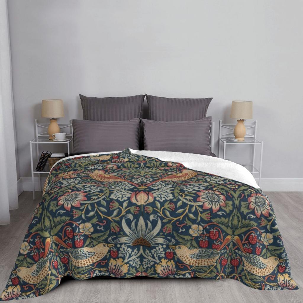Coperta vintage William Morris Strawberry Velvet Primavera/Autunno Coperta ultra morbida per letto Coperte da viaggio