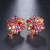 Colorful Cubic Zirconia Long Drop Earrings, Luxury Geometric Crystal Earrings, Elegant Evening Party Jewelry Gift