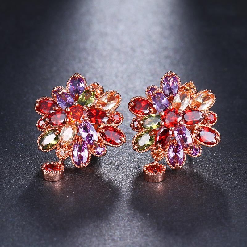 Colorful Cubic Zirconia Long Drop Earrings, Luxury Geometric Crystal Earrings, Elegant Evening Party Jewelry Gift