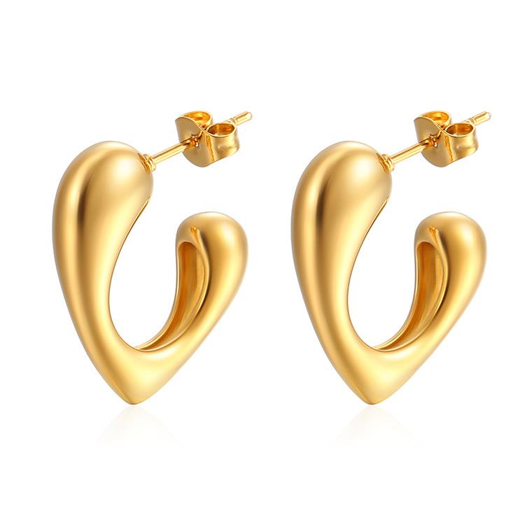 Popular Earrings 18K Gold Stainless Steel Personalized Liquid Love Stud Earrings Design Sense Earrings