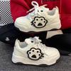 Schoolgirl cute cat claw bread shoes 2025 autumn new sports versatile thick baseplate shoes casual white shoes