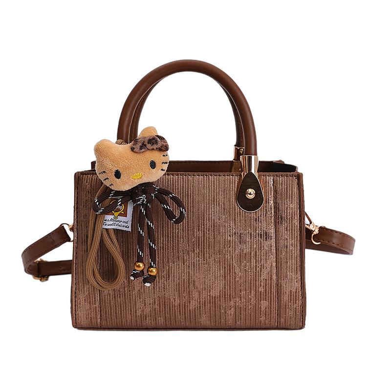 

Spring new women s bags trend casual small square bag commuting niche design sense light luxury temperament messenger bag women No pendant model коричневый