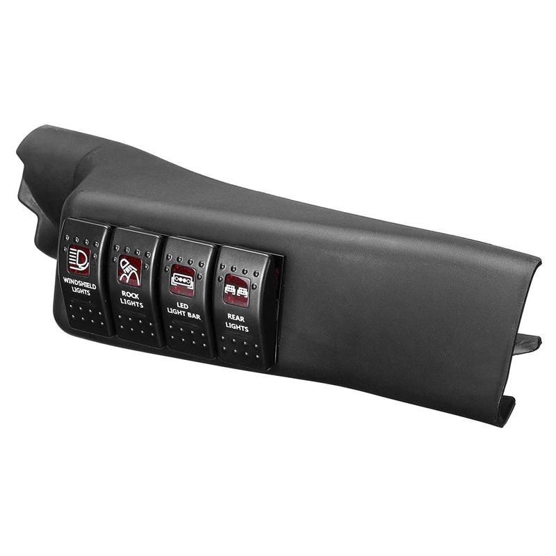 For Jeep Wrangler JK 2011-2017 Car A-Pillar Switch Pod Panel with 4 Rocker Red Light Left Side Switch Panel Car