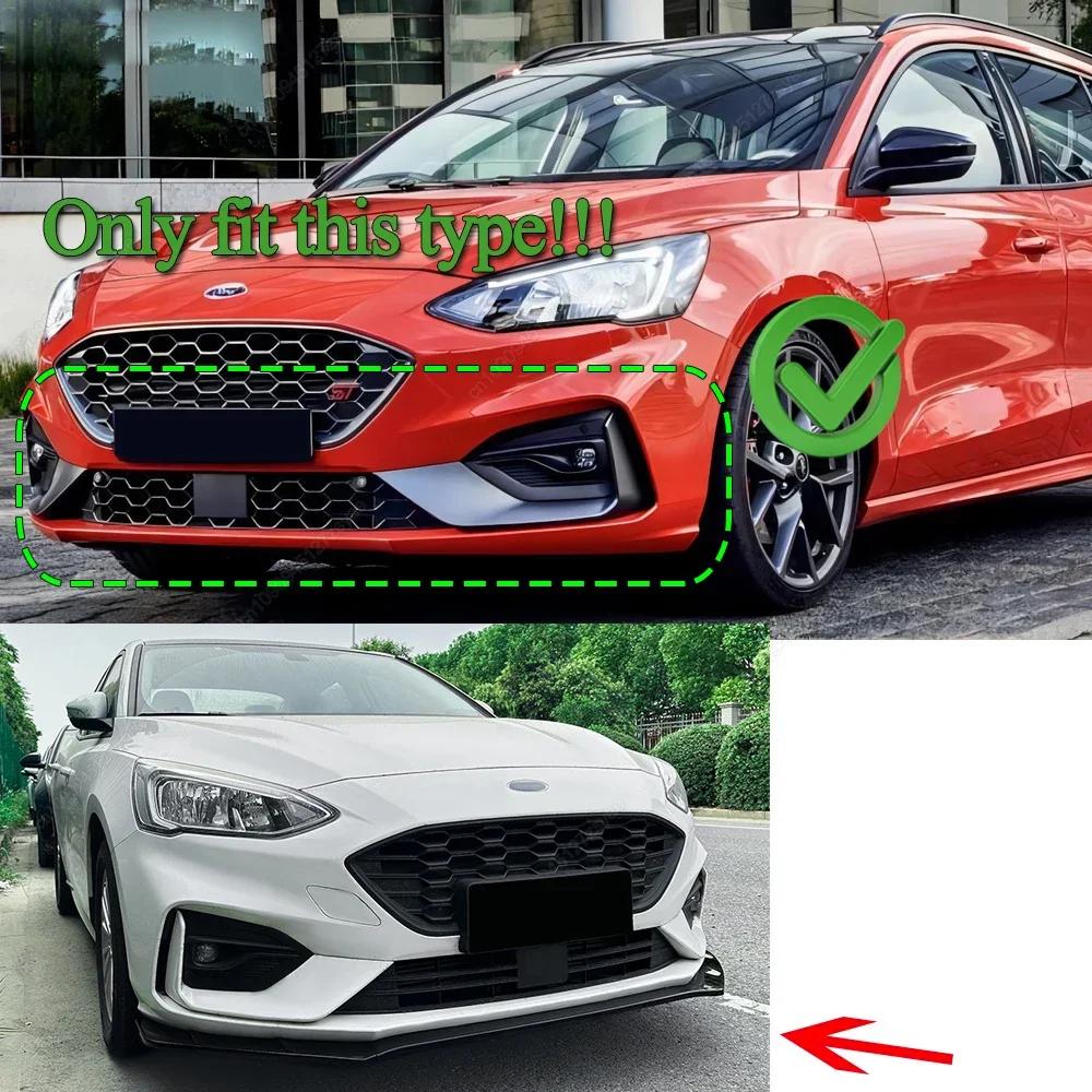 3PCS Car Front Bumper Lip Spoiler Splitter Diffuser For Ford Focus MK4 ST Line 2019-2025 Pre-LCI Bodykits Tuning Gloss Black ABS