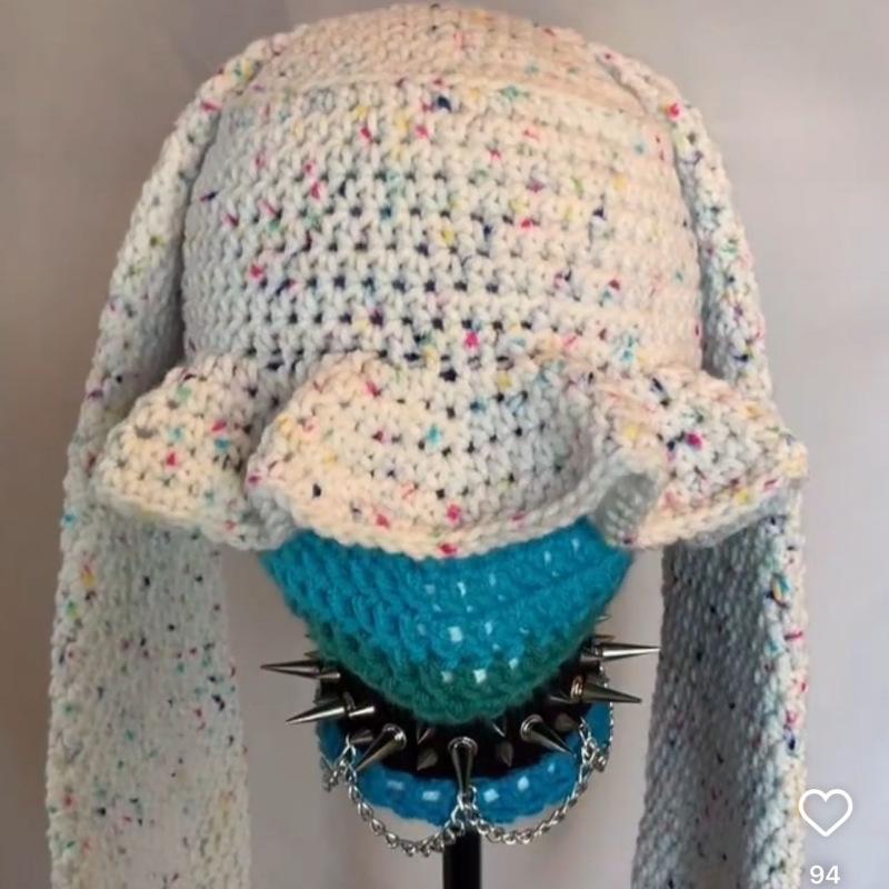 New Hand Knitted Embroidered Big Brim Hollow Fisherman Hat Showing Face Little Cute Knitted Hood