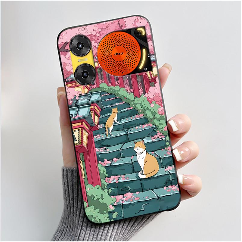 Custodia per Telefono Per ZTE Nubia Music 2 Custodia Z2460 Z2353 Estetica Gatto Carino Astronauta Nera Morbida TPU Silicone Copertura Protettiva Integrale