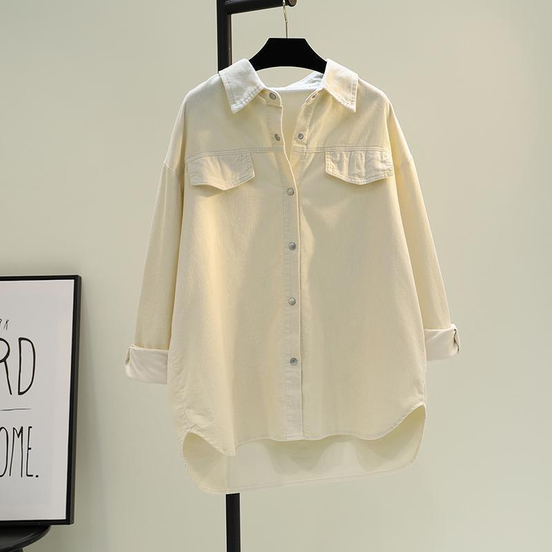 

Женская вельветовая куртка-рубашка средней длины цвета авокадо, Осень/Зима 2025, с двойными карманами. XXS (Below 30 kg recommended)