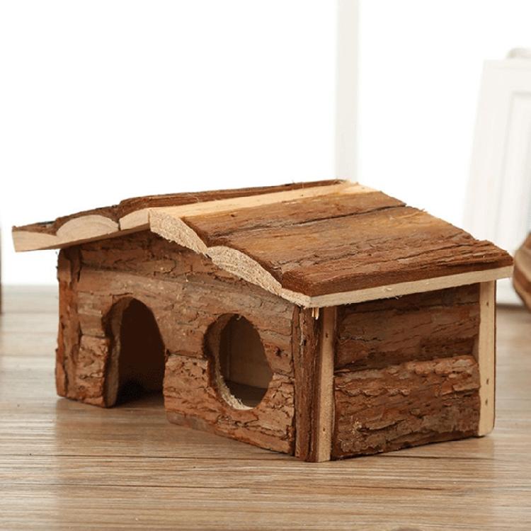 Small Animal Wood Shelter House Small Pet House Cage Accessories Habitat House Hamster Hideouts Playhouse for Chipmunks
