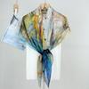 Elegant oil painting blooms with colorful summer sunscreen silk, chiffon mulberry silk, 110 large square scarf, silk scarf, thin shawl