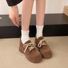 Fashion Suede Lace-Up Pumps Round Toe Flat with Solid Color Fashion Comfortable Sexy Elegant Novelty Women Shoes Newest Leather Shoes