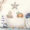 3 Pezzi Decorazioni da Parete in Legno per Spiaggia, Stella Marina Polpo Granchio Balena Nautica Costiera Vintage Wall Art, Ornamenti Vita Marina Oceano per Bagno, Soggiorno,