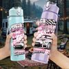 1PC Retro Lowrider Classic Car Print 750ml Color Plastic Sports Water Bottle Leakproof Flip Straw Lid Suitable for Sports Office Home Use