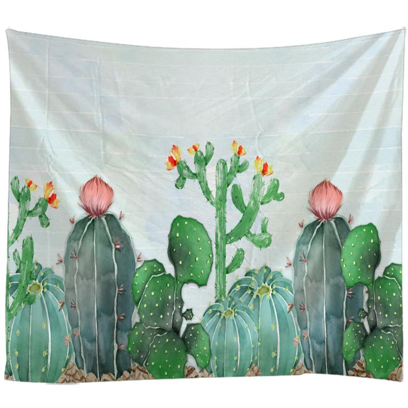 Cactus Decor Tapestry Watercolor Printed Wall Hanging Bedroom Living Room Dorm Tapestry Beach ThrowTable RunnerCloth