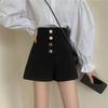 High-Waisted Black A-Line Wide-Leg Shorts - Summer 2024 Korean-Style Fashion for Girls