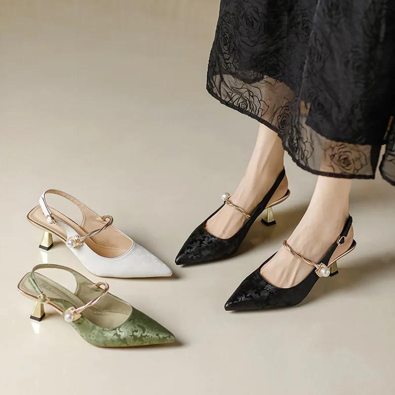 Modne Sandały Wszechstronne Letnie Szpilki Komfort Miękka Podeszwa Antypoślizgowe Damskie Buty Proste Retro Lekkie Luksusowe Designerskie Czółenka