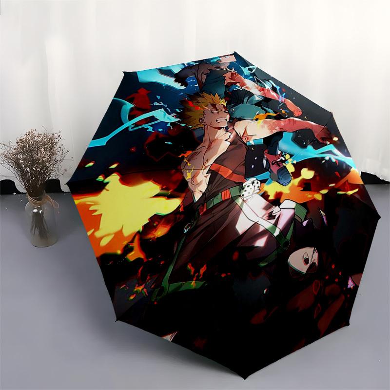 1pc My Hero Academia Boku No Hero Academia Outdoor Umbrella Automatic Opening/Closing Portable 3-Fold Design with 8 Bone Iron Frame Suitable for Fans,