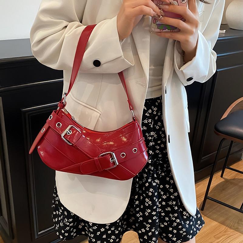 Summer new trend locomotive style Spice girl out casual versatile solid color belt decoration shoulder armpit bag