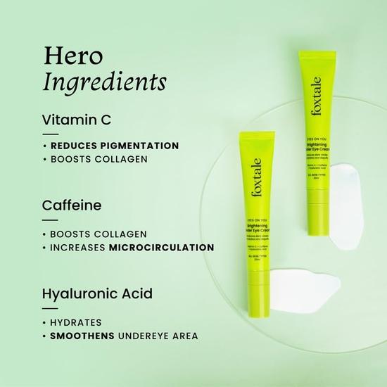 FoxTale Brightening Under Eye Cream|Vitamin C, Caffeine, And Hyaluronic Acid|Brightens Undereye |For All Skin Types|For Men And Women|20Ml