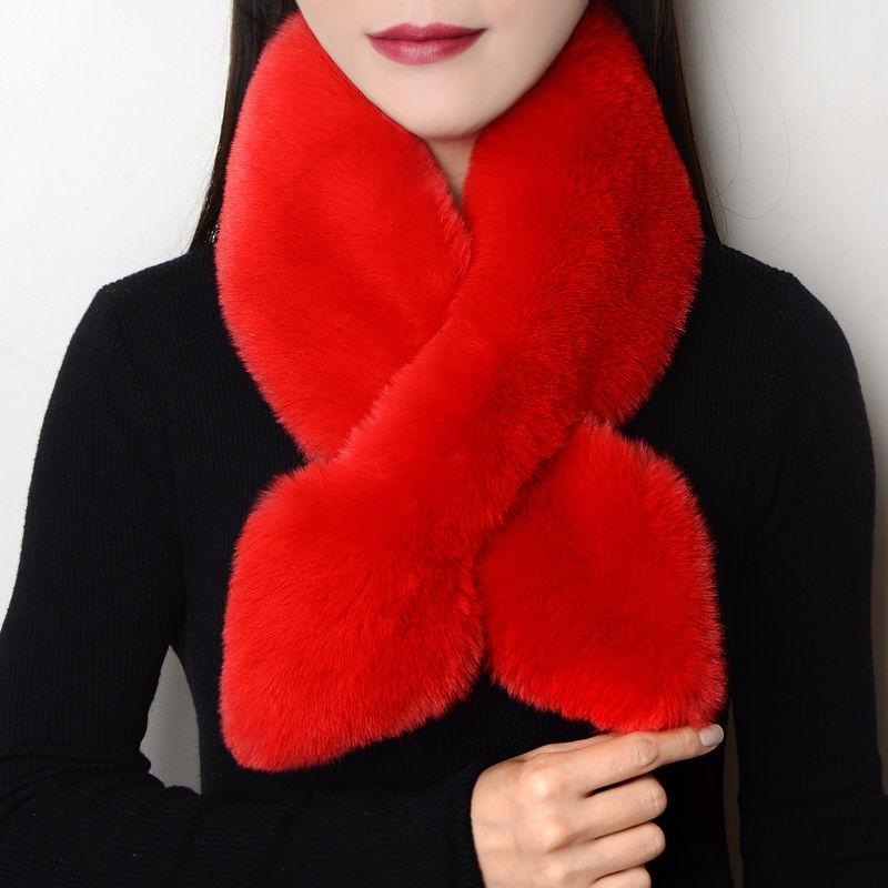 Winter Thick Scarf Women's Warm Imitation Otter Rabbit Fur Bib