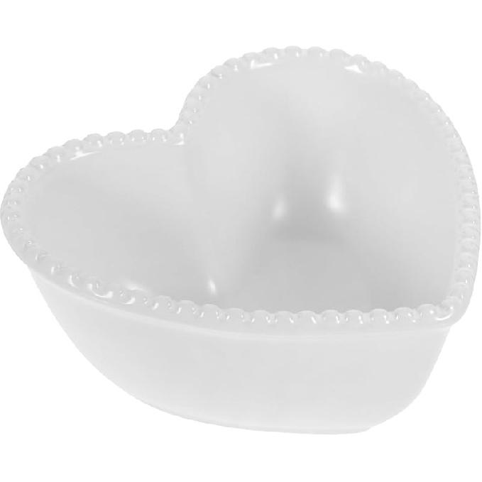 Luxshiny Heart Shaped Bowl: Ceramic Irregular Bowl for Fruit Salad Dessert and Snacks - White Serving Dish for Home Kitchen Restaurant белый