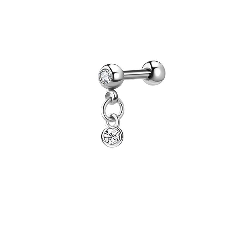 Edelstahl Zirkonia Hantel Knorpelohrringe mit Teufelsteckern, Auf Lager