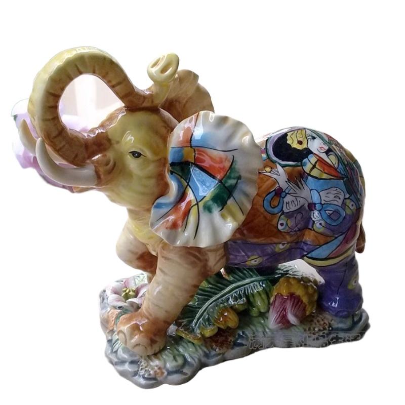 Home Decoration Accessories Ceramic Elephant Desktop Ornament Living Room Decorations Ceramic Crafts Gift 1pcs