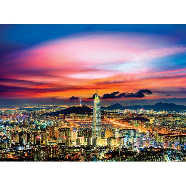 Пазл из 2000 деталей - красный закат и панорамный вид Сеула — фото 3