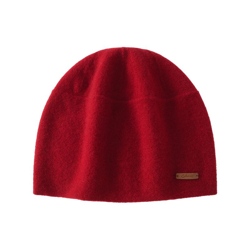 New Pure Cashmere Hat Knitted Warm and Versatile Double-layer Men's and Women's Solid Color Headgear
