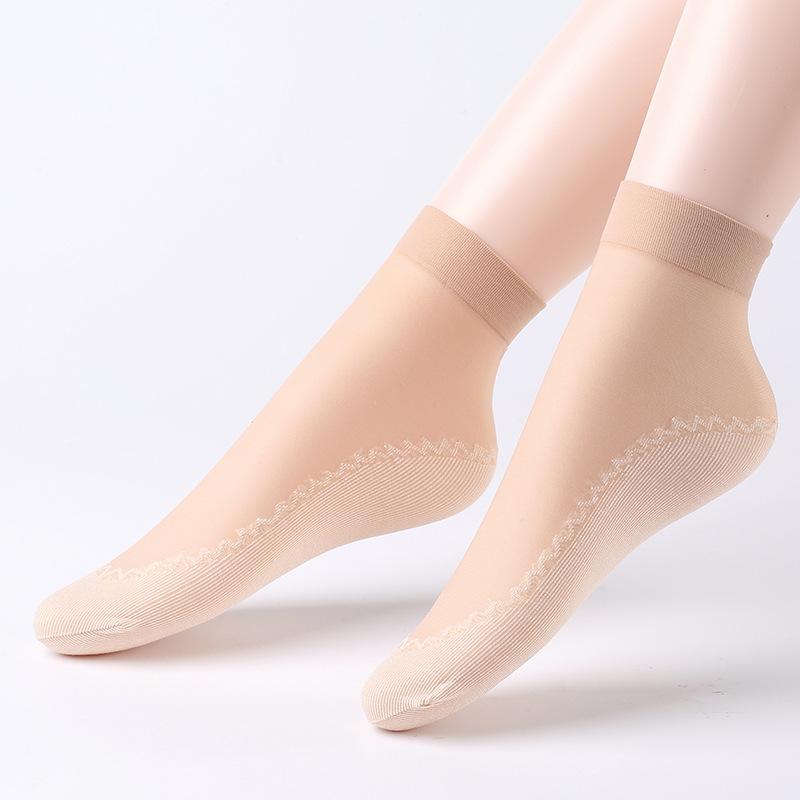 Women Nylon Elastic Short Ankle Sexy Stockings Silk Short Socks Summer Invisible Anti-hook Solid Color Cotton Bottom Silk Sock