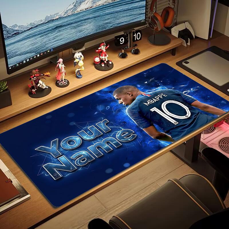 Mbappe Custom Name Large Size Mouse Pad Large Gaming Table Cushion Non-slip Laptop Tablet Big Mousepad XXL Mat Mini PC Playmat With Lock edge