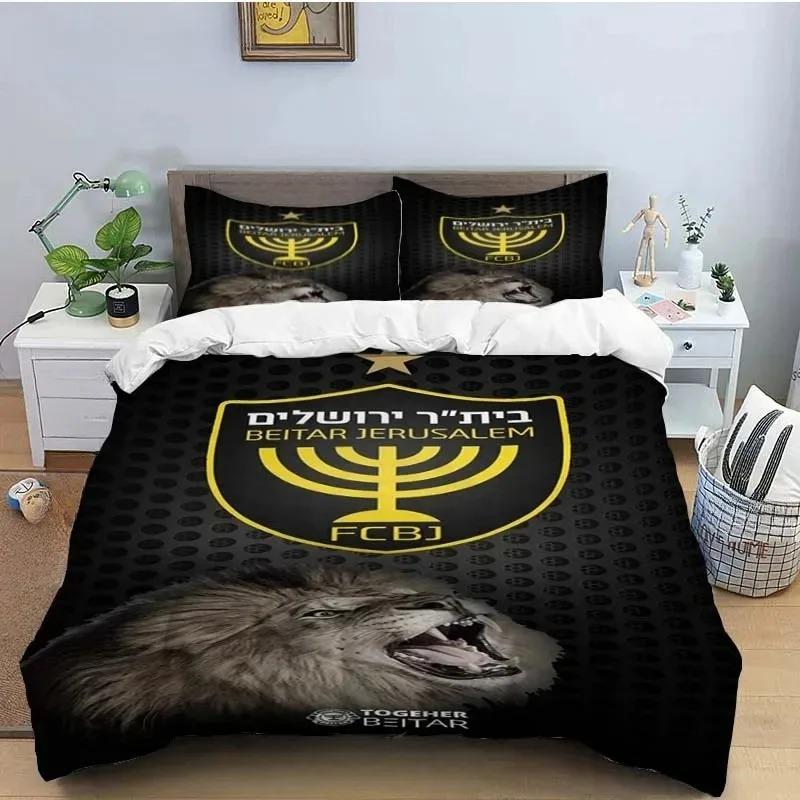 3D Print Black Yellow Beitar J-Jerusalem Duvet Cover Pillowcase Football Bedding Set 3piece set Adults Bedroom Duvetcover Sets