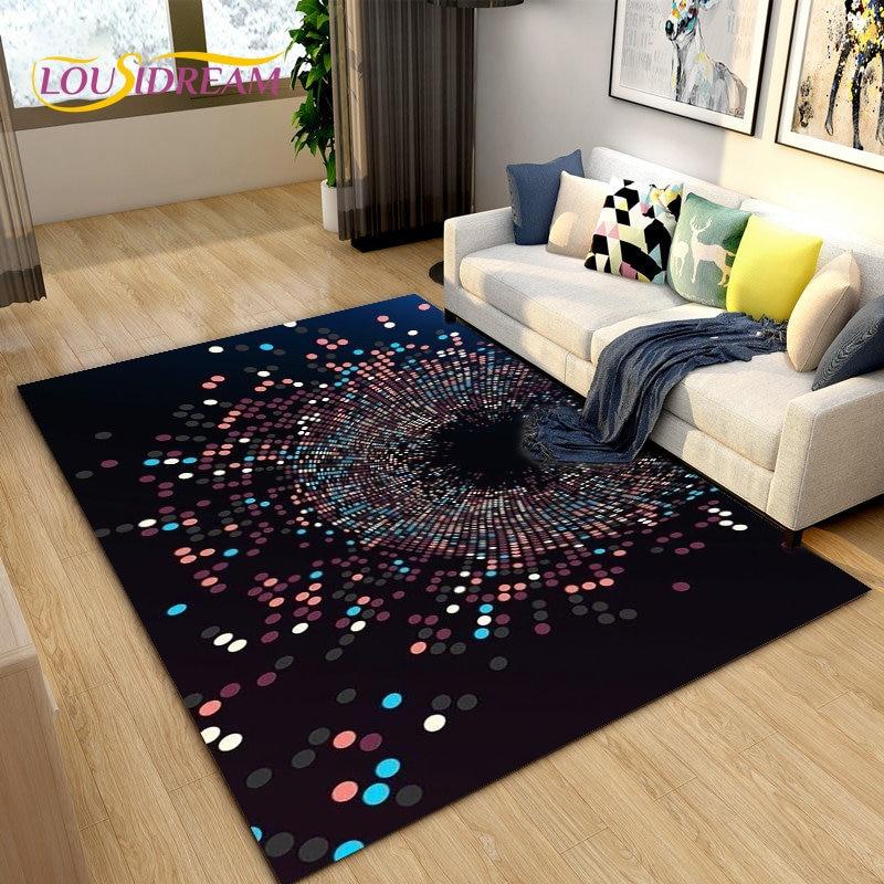 Tapis De Noël 3D Illusion D'optique - Père Noël Cheminée, Rond, Antidérapant - Décoration Fêtes - 5